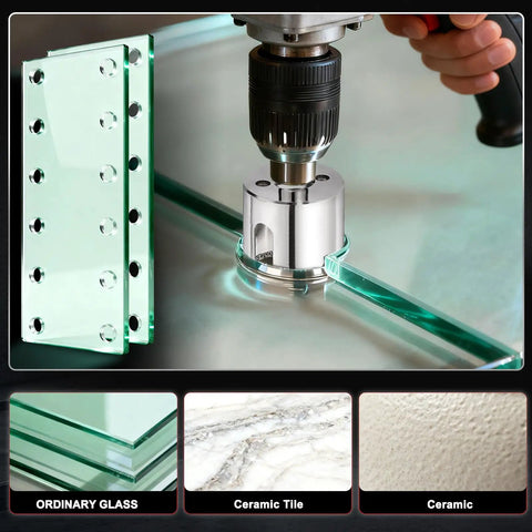 Pro Grade Diamond Hole Saw Set For Tile And Stone Hassle Free Drilling With Cuts Like Butter Edges And Darn Tough 50 To 60 Grit Build drilling through glass