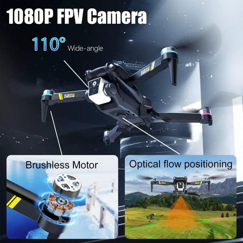 Brushless Drone With Camera For Kids And Beginners, Screen On Controller, No Phone Needed, Easy To Fly, optical flow positioning