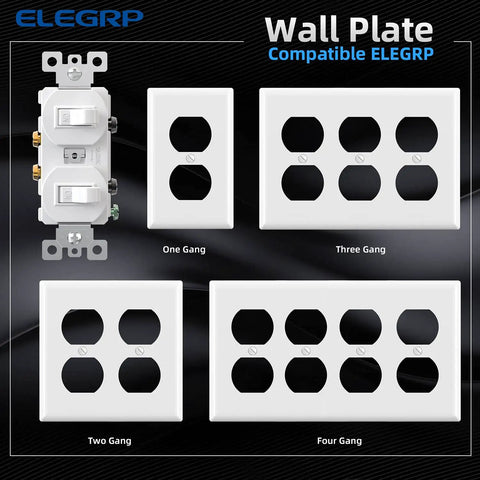 Dual Toggle Light Switch In Wall Unit, Two Independent Single Pole 15A 120V Switches, Self Grounding, UL Listed, Includes Wall Plate