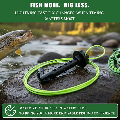 Magnetic Fly Fishing Threader No Fuss Tippet Tool For Small Flies Easy Fly Tying And Rigging Accessory on river rock.