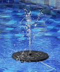 2.5W Solar Bird Bath Fountain Pump With 6 Nozzles For A Fresh Water Splash, 6.7 Inch Solar Powered Water Pump in action in a pool.