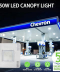 LED Canopy Light For Gas Stations 150W 21000 Lumens Surface Mount Ceiling Fixture 5700K Daylight White IP65 Waterproof