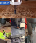 AYCHOLIZ carbide chamfer end mill, 90°, 3/8 in shank, AlTiN coated, 4-flute, for alloy/hardened steels; collage of views