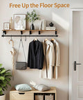 Heavy Duty Wall Mount Clothes Rack Featuring A Solid Wood Top Shelf And Rust Free Steel Framing For A No Fuss Entryway Setup That Bags Outerwear While Your Spot Stays Tight with coats and bags organized.
