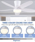 Low Profile 36 Inch Ceiling Fan With Remote And App Control, Dimmable LED Lights, flush mounted indoors, 3 color temperatures, white