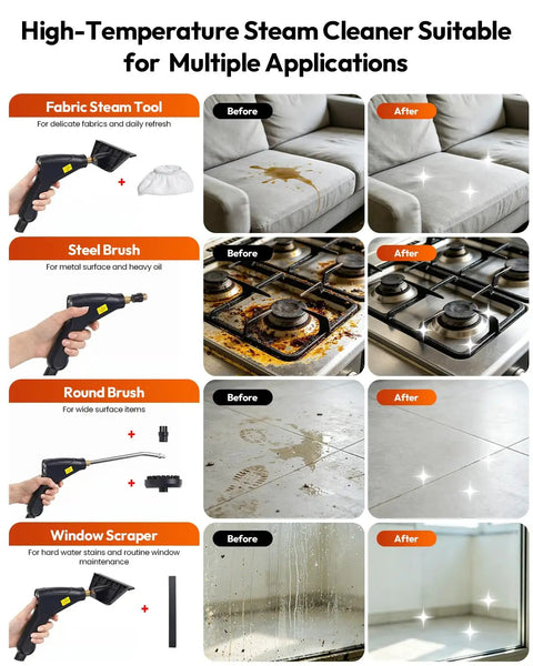 Ultra Powerful 2500W Handheld Steam Cleaner Fast Heat Up In Just 15 Seconds High Pressure 4.5 Bar Hot Steamer for tough grime.
