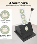 37mm Round Manual Card Badge Cutter With 3.15 Inch Labor Saving Handle for precise badge and button making, black with frog design