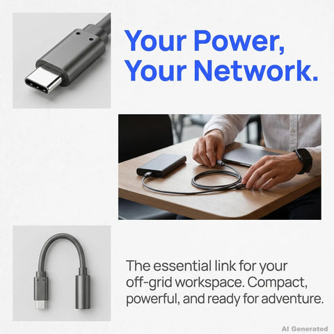 Heavy Duty USB C To DC Power Adapter Featuring 100W PD Fast Charge Waterproof Connector for portable tech in off-grid settings.