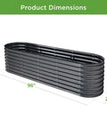 8x2x2ft Oval Outdoor Metal Raised Garden Bed For Vegetables And Herbs Deep Root Planter Holds Up To 215 Gallons With 4 Support Bars And Six Configurations No Bottom Panel