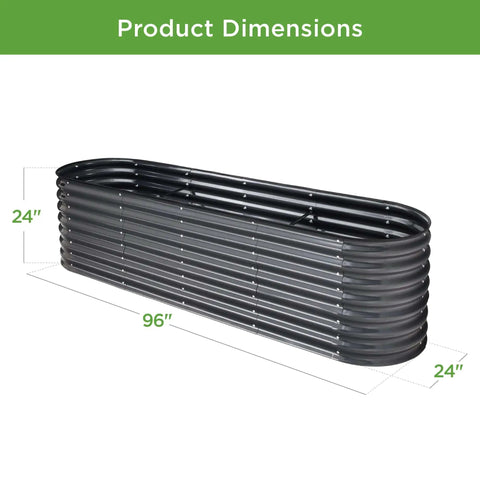 8x2x2ft Oval Outdoor Metal Raised Garden Bed For Vegetables And Herbs Deep Root Planter Holds Up To 215 Gallons With 4 Support Bars And Six Configurations No Bottom Panel