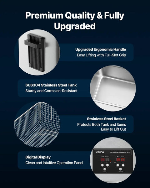 40kHz 30L Ultrasonic Cleaner With Digital Display And 480W Stainless Steel Heavy Duty Pro Grade Cleaning Machine For Carburetors Watch Parts Airbrush Tips And Small Hardware Includes Cleaning Basket For Deep Precise Cleaning, SUS304 tank and display