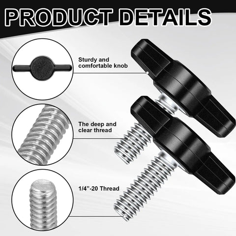 Detailed view of 1/4 20 x 3/4 inch round knob bolts from 16 Piece Set Of 1/4 20 X 3/4 Inch Round Knob Bolts Made From Top Grade Stainless Steel Thumb Screws.