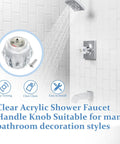 Single Shower Knob Replacement Kit For 600 Series Tub And Shower Faucets With Clear Acrylic Knob, Set Screw And Button Fit