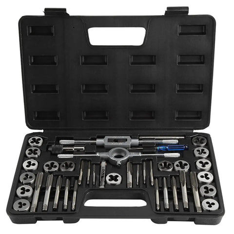 Heavy Duty 34 Piece Tap And Die Set For Auto Repair Made From Heat Treated 45 Steel And Alloy Steel Tools Covering M3 To M12 Plus NPT Thread Cutting Kit in case
