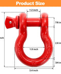 Heavy Duty Three Quarter Inch D Ring Shackles Three Pack For Tow Strap Winch And Vehicle Recovery With Red Powder Coat Built Tough