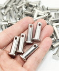 10Pcs Flat Head Clevis Pin Shaft With Hole Kit M4 Stainless Steel Locating Dowel Pins 20Mm Length in hand
