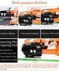 Handheld Automatic Hot Melting Strapping Tool For 13 To 16 Mm Pp Pet Straps With Rechargeable Battery demonstrating loading and tensioning features.