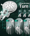 2 In 1 All In One Dual Shower Head System With Rainfall And Handheld Spray, 59 Inch Stainless Steel Hose, 3 Way Diverter Design
