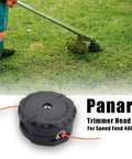 Speed Feed 400 Trimmer Head For Straight Shaft String Trimmers Fits Echo Honda Husqvarna Shindaiwa Stihl And More No Fuss Bump Feed Replacement For SRM Series Echo SRM 225 Head shown in use and product display.