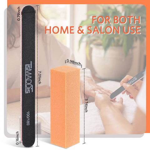 Professional Nail File Kit With Six 100 To 180 Grit Nail Files And Six Buffer Blocks For At Home Manicures
