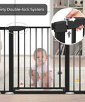 Extra Wide Baby Gate For Stairs And Doorways Fits 29.93 To 51.5 Inches 30 Inches High Auto Close Walk Through with double-lock system