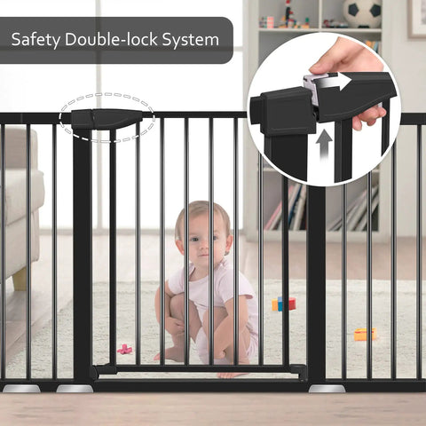 Extra Wide Baby Gate For Stairs And Doorways Fits 29.93 To 51.5 Inches 30 Inches High Auto Close Walk Through with double-lock system