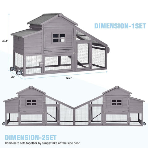 Backyard Chicken Coop On Wheels With Run Kit Large Wooden Hen House dimensions and design features