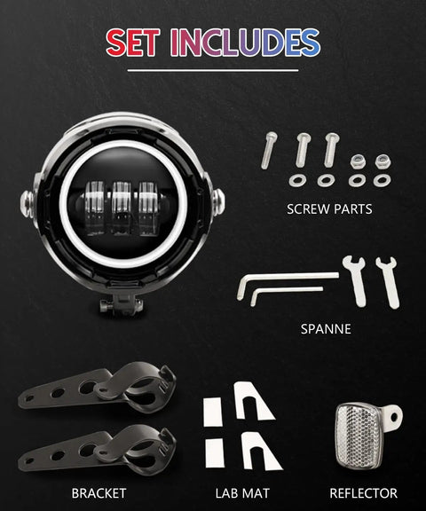 LED Ebike Headlight With White Halo For Super73 S2 SE S2 Laguna And Brooklyn R SE 2021 Models kit with parts and tools