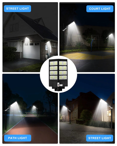 800W Solar Street Light Outdoor Waterproof Flood Light With Remote Control And Motion Sensor Dusk To Dawn for various areas