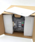 Beefy 4KW 220V VFD Inverter in box, showing control panel buttons in packaging for Spindle Motor CNC Router HY04D023B