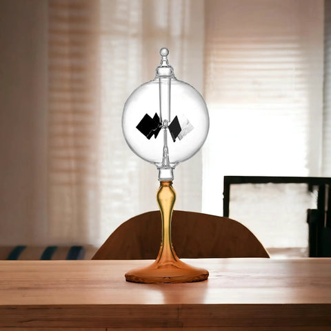 Solar Powered Glass Radiometer With Spinning Vanes Crookes Windmill Desk Decor Gift For Home Or Office Orange Glass Bulb