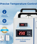 No Drama 6L Heavy Duty Water Chiller For CO2 Laser Cutters And Engraving Machines showing precise temperature control display.