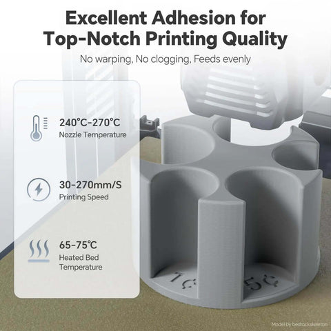 3D printed part with nozzle temperature and bed temperature details for PetG 3D Printer Filament 1.75mm 1kg Black Built Tough With High Impact Resistance And Dimensional Accuracy 0.02mm Weatherproof And Chemically Stable Fits FDM Printers For Smooth Reliable Prints.