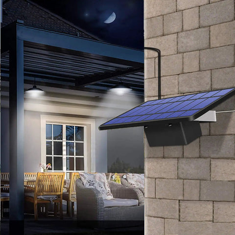 Outdoor area lit by Solar Pendant Lights With Dual LED Bulbs, IP65 Waterproof Outdoor Dusk To Dawn Auto Lamp with remote control