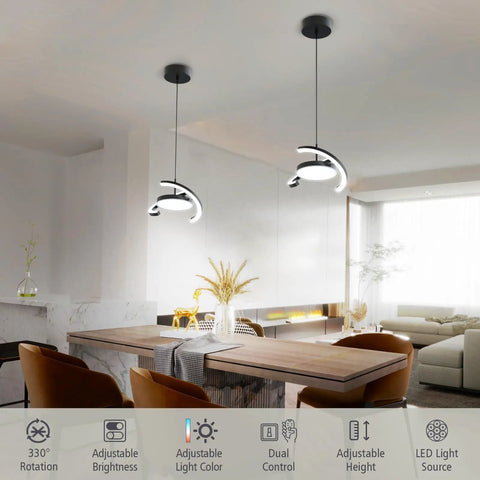 Straight Fire Vibe For Your Home Decor Featuring Fresh Saturn Ring Pendant Light With Remote Dimming And Sleek Black Overhead Ceiling Fixture For Kitchen Or Dining Room in modern dining area with adjustable features.