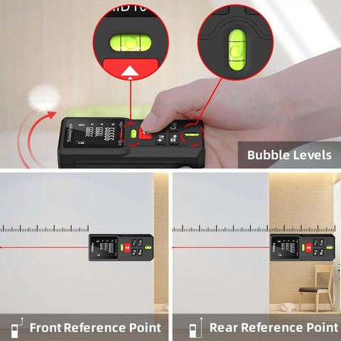 Laser Distance Measurer With 80m Range, 262 Ft Pro Grade Digital Tape Measure For Room Layout, DIY, Construction And Indoor Projects, High Precision 2 Mm Accuracy, Easy Unit Switching Between Meters, Inches, And Feet, with bubble levels and front/rear reference points