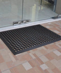 Heavy Duty Rubber Floor Door Mats For Outdoor Entrance Anti Fatigue Drainage Mat Non Slip Bar Kitchen Garage Use Black 36 Inch By 60 Inch All Weather Tough Durable Indoor Outdoor installed at doorway