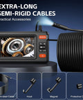 1920P HD Dual Lens Borescope Camera With Light and 4.3 Inch LCD Screen, semi-rigid cable, showing gears on display