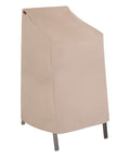 Weather-Resistant Patio Chair Cover For Stackable High-Back Bar Chairs, Outdoor Furniture Protection, Beige, UV Shield.