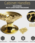 4 Pack Solid Brass Gold Sunburst Cabinet Knobs 1.65 Inch Oversized Round Drawer Pulls highlighting solid brass durability
