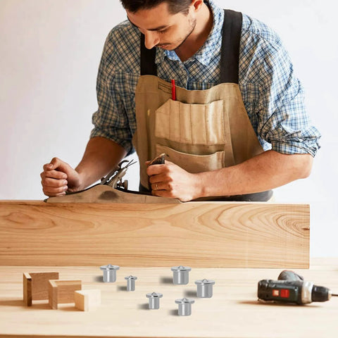 24 Piece Dowel Center Pins for Woodworking Kit, Stainless Steel Drill Center for Dowel and Tenon Alignment, Transfer Plugs, displayed on table