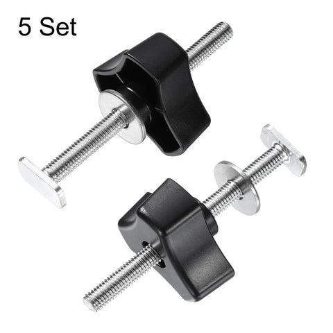 5 Piece Pro Grade T Track Bolts Knob Kit For Woodworking Jigs And Fixtures M8x100mm Threaded Bolts M8x50mm Triangle Hand Knobs