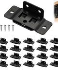 Image of 20 black Heavy Duty Corner Brackets With Anti Slip Inserts for Cabinets Tables and Drawers, screws included, close-up view