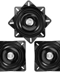 3 Pack 6 Inch Heavy Duty Bar Stool Swivel Plate Replacement Featuring 360 Degree Smooth Spin Square Base, black iron construction.