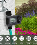 Programmable Sprinkler Timer For Garden Hose Faucet With Rain Delay No Fuss Manual And Automatic Drip Irrigation Weatherproof Yard Lawn Pool Watering System 1 Outlet Black connected to faucet