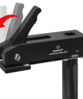 Lengthened Three Quarters Inch Dog Hole Hold Down Clamps Set Aluminum Alloy Bench Dog Clamps black showing clamp mechanism