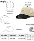 Unisex Trucker Hat For Proud Mom Of A 2026 Graduate With Adjustable Strap Back, size chart showing dimensions and mesh design.