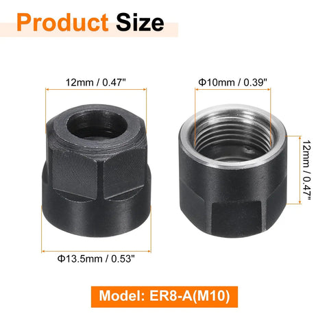 Top Shelf Er8 A Collet Clamping Nut With M10 Threads And Dynamic Balance Holes For CNC Lathe Chuck Milling Tool Holder built tough from industrial 40Cr alloy steel, displaying dimensions.