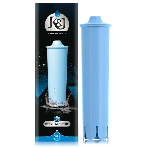 Clearyl Blue Compatible Water Filters For Coffee Machines 6 Pack Ultra Fine Activated Carbon Filtration Delivers Cleaner Tastier Water By Reducing Impurities Top Notch Replacement Filters next to packaging box