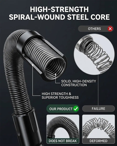 Flexible Shaft Extension 360 Degree Rod for Impact Sockets and Wrenches Universal Extension Bar showing spiral-wound steel core